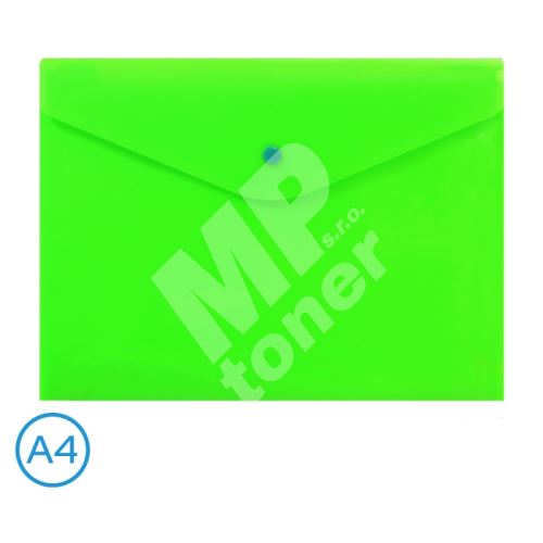 Obal spisový s klopou a drukem A4 neon Luma, zelený 1
