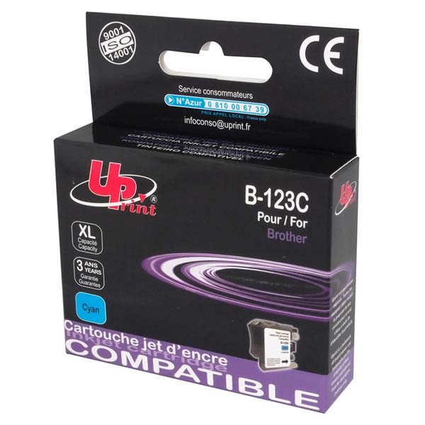 Kompatibilní cartridge Brother LC-123C, MFC-J4510DW, cyan, UPrint