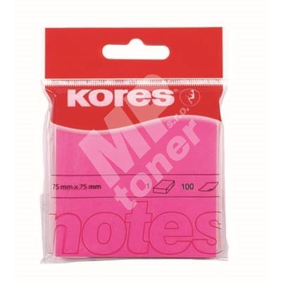 Samolepící bločky Kores 75x75mm neonově růžové 100 listů 2