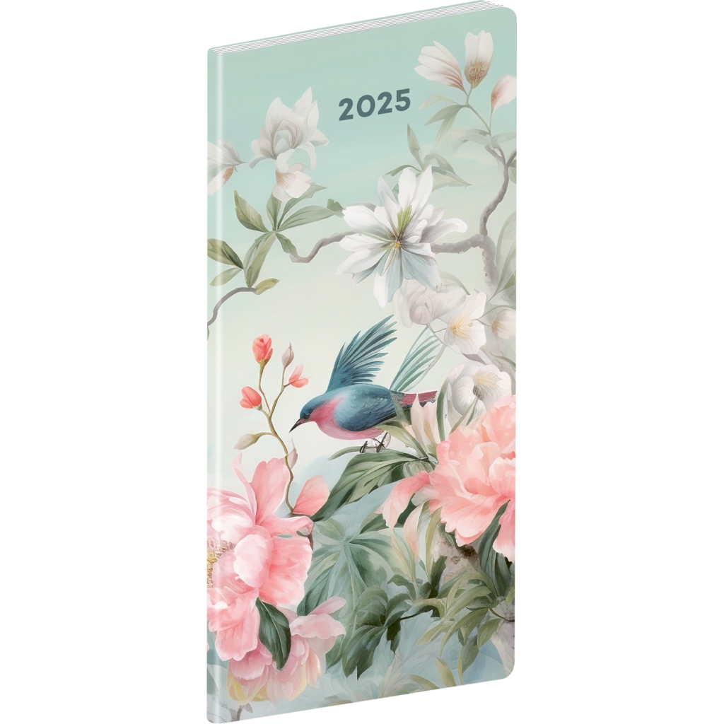 Kapesní diář Notique Ptáci 2025, plánovací měsíční, 8 x 18 cm