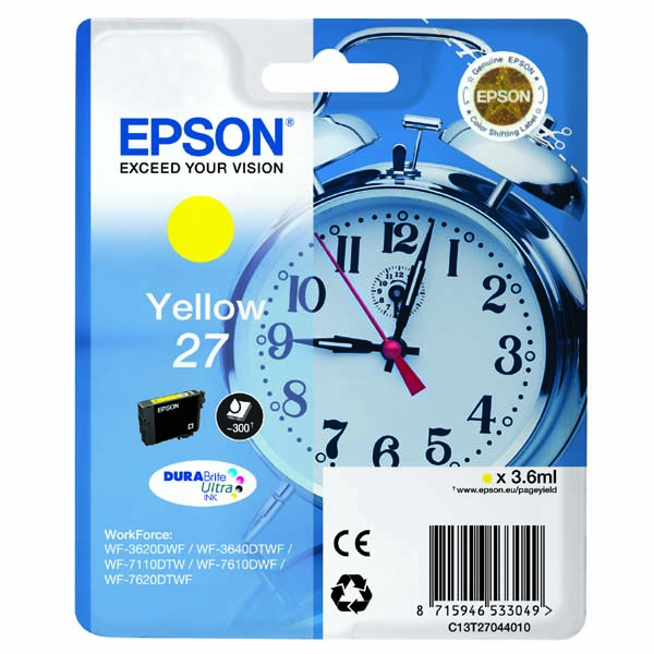 Inkoustová cartridge Epson C13T27044012, WF-3620DWF, WF-3640DTFW, yellow, 27, originál