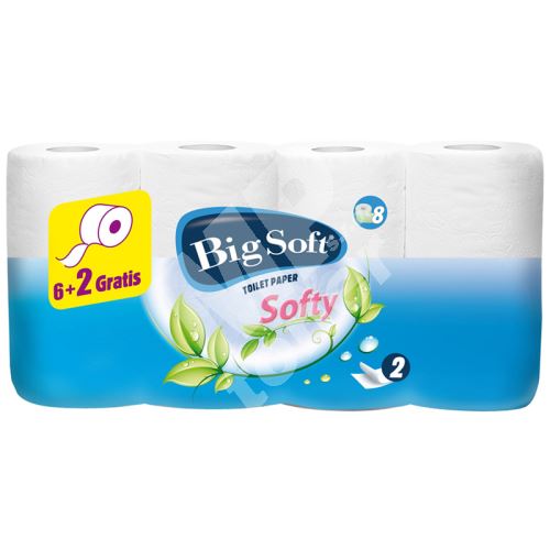 Big Soft Softy parfémovaný toaletní papír bílý 2 vrstvý 200 útržků 6+2 role 1
