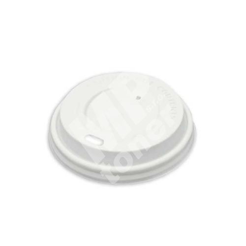 Víčko na kelímek papírový, průměr 90 mm, PS, bílé, 100 ks 1