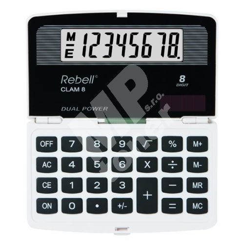 Kalkulačka Rebell Clam 8 black, černá, kapesní, osmimístná 1