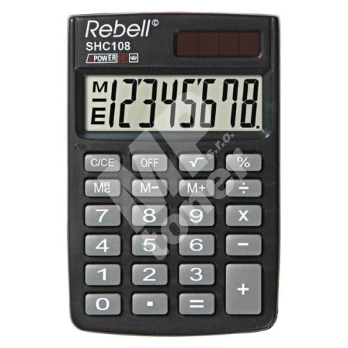 Kalkulačka Rebell RE-SHC108 BX, RE-SHC100N BX, černá, kapesní, osmimístná 1