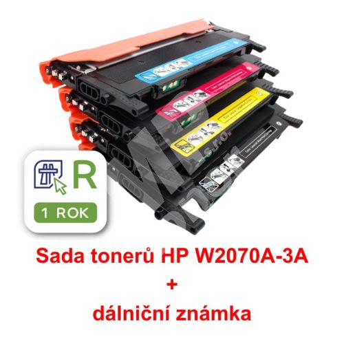 Sada tonerů HP W2070-3A, CMYK, MP print + dálniční známka 1