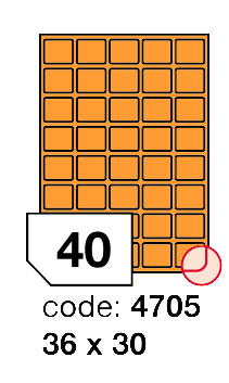 Samolepící etikety Rayfilm Office 36x30 mm 300 archů, fluo oranžová, R0133.4705D