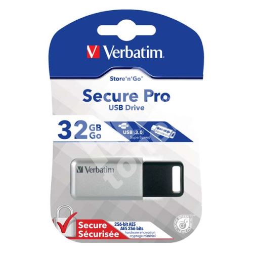 Verbatim 32GB Store n Go Secure Pro, USB flash disk 3.0, 98665, stříbrná 1