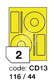 Samolepící etikety Rayfilm Office průměr 116/44 mm 300 archů, matně žlutá, 1