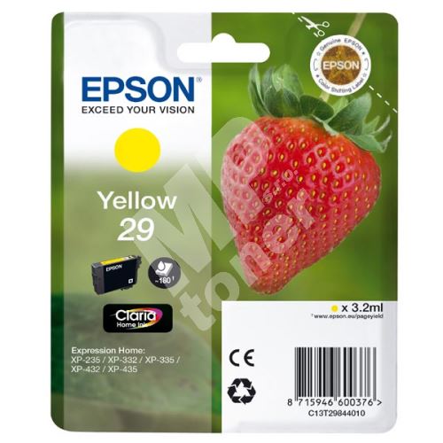 Cartridge Epson C13T29844012, yellow, originál 1