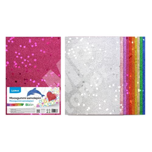 Moosgummi Luma A4, Bio Glitr s flitry samolepící, mix 10ks 1