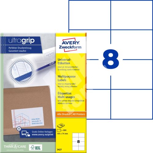 Univerzální etikety AVERY 105x74 mm 100 listů A4 - 3427 1