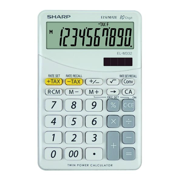 Kalkulačka Sharp ELM332BWH, bílá, stolní, desetimístná
