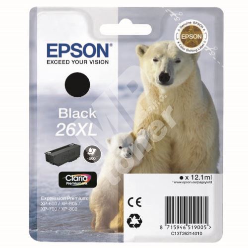 Cartridge Epson C13T26214012, black, 26XL, originál 1