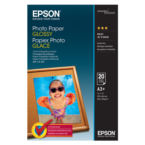 Fotopapír Epson Glossy, C13S042535, lesklý, bílý, A3+, 200 g/m2
