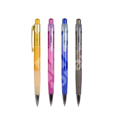 Spoko kuličkové pero S011298, průhledné, modrá náplň, mix barev 1
