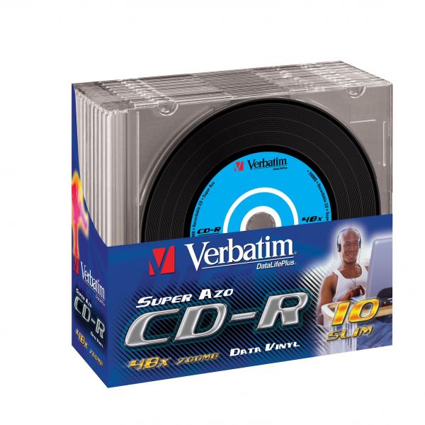 Verbatim CD-R, DataLife PLUS, 700 MB, Vinyl, slim box, 43426, 52x, 10-pack