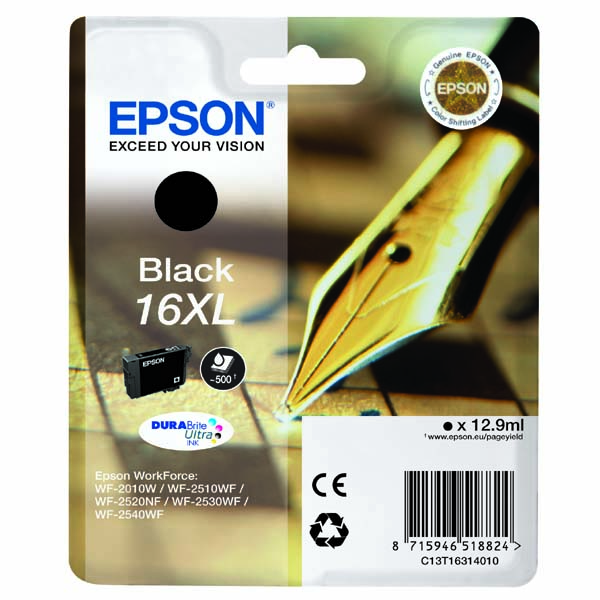 Inkoustová cartridge Epson C13T16314012, WF-2540WF, WF-2520NF, black, 16XL, originál