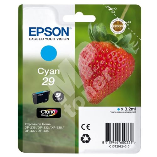 Cartridge Epson C13T29824012, cyan, originál 1
