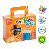 Prstové barvy Carioca Baby 2+, snadno omyvatelné, 6 barev
