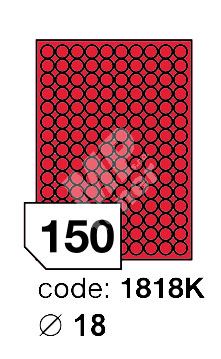 Samolepící etikety Rayfilm Office průměr 18 mm 300 archů, fluo červená, R0132.1818KD 1