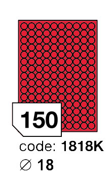 Samolepící etikety Rayfilm Office průměr 18 mm 300 archů, fluo červená, R0132.1818KD