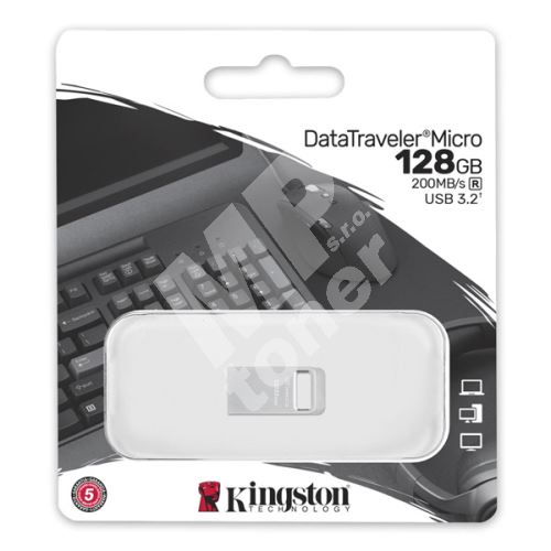 128GB Kingston DataTraveler Micro G2, USB flash disk 3.0, stříbrná 1