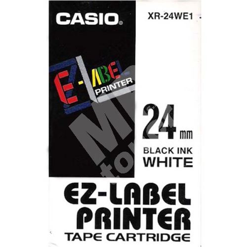Páska Casio XR-24WE1 24mm černý tisk/bílý podklad originál 1