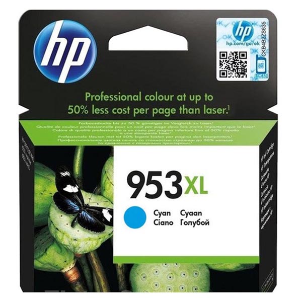 Inkoustová cartridge HP F6U16AE, OfficeJet Pro 8200, cyan, No.953XL, originál