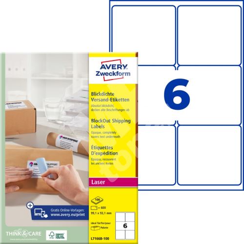 Etikety na zásilky 99,1 x 93,1 mm, 100 listů A4 L7166B-100 1