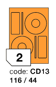 Samolepící etikety Rayfilm Office průměr 116/44 mm 300 archů, fluo oranžová, R0133.CD13D