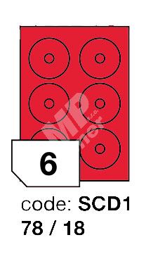 Samolepící etikety Rayfilm Office průměr 78/18 mm 300 archů, fluo červená, 1