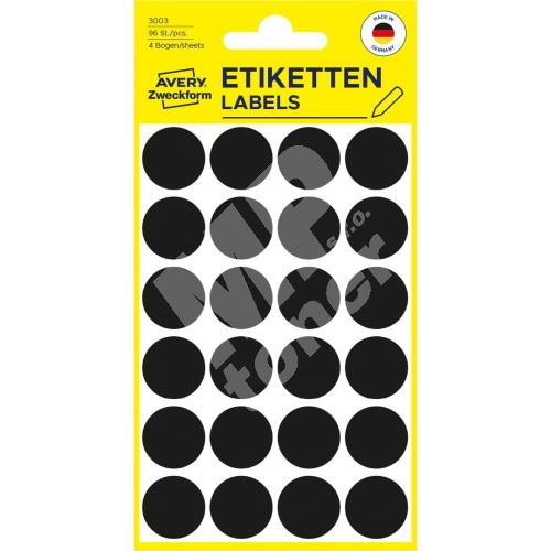 Etikety na ruční popis kolečko průměr 18 mm - černé - 3003 1