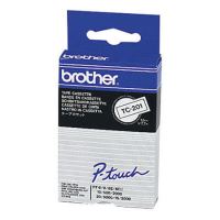 Páska do štítkovače Brother TC-201, 12mm x 8m, černý tisk/bílý poklad, laminovaná