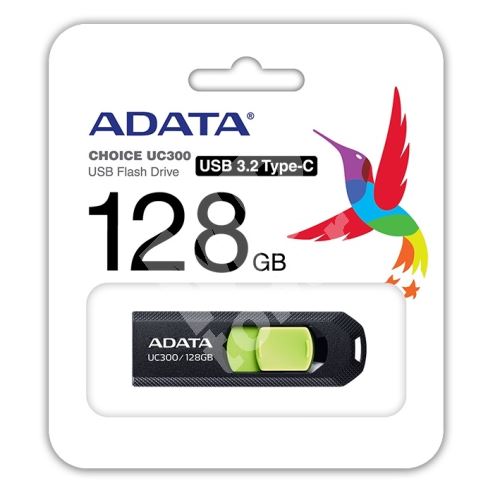 128GB ADATA UC300, USB flash disk 3.2, USB-C, černo zelená 1