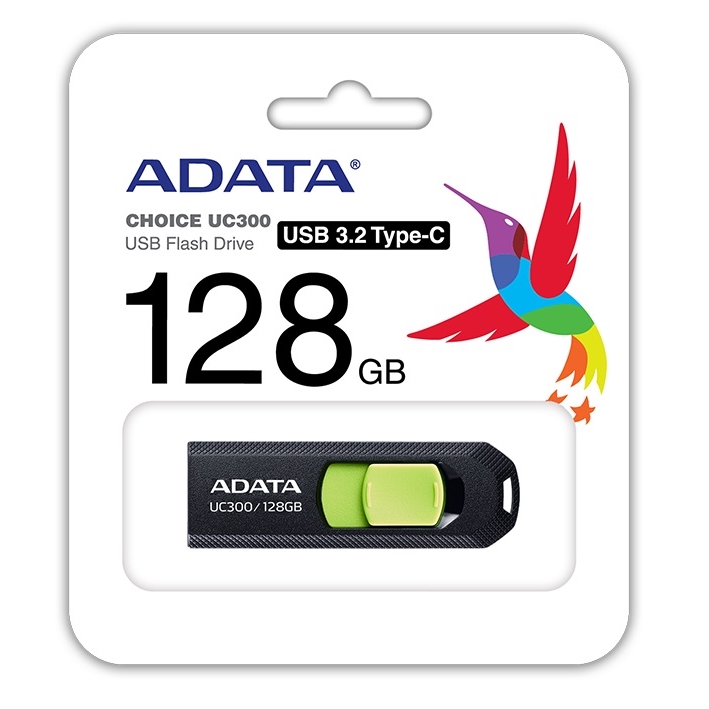 128GB ADATA UC300, USB flash disk 3.2, USB-C, černo zelená