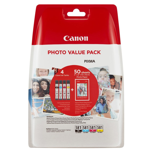 Inkoustová cartridge Canon CLI-581CMYK, 2103C004, CMYK, fotopapír, originál