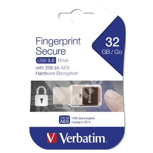 32GB Verbatim Fingerprint Secure, USB flash disk 3.0, 49337, stříbrný 1