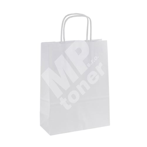 Papírová taška s krouceným uchem, 180x80x240mm, bílá 1