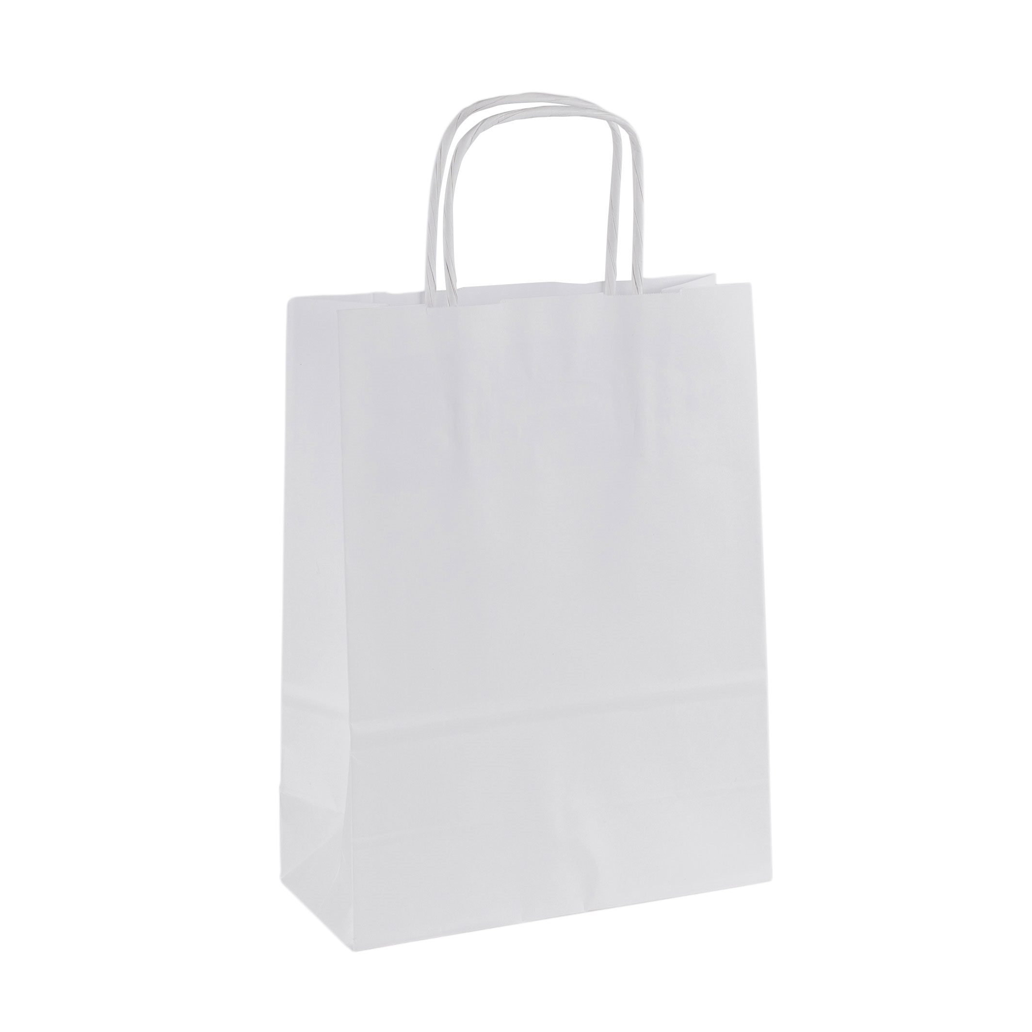 Papírová taška s krouceným uchem, 180x80x240mm, bílá