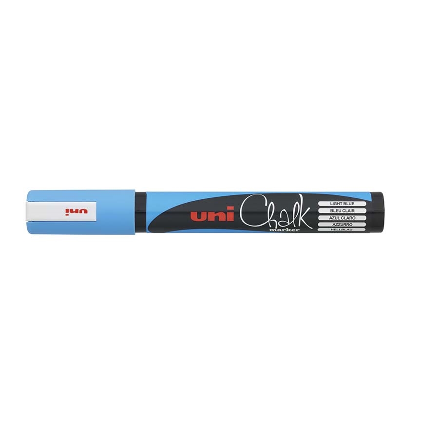 Křídový popisovač Uni Chalk Marker PWE-5M, 1,8-2,5 mm, světle modrý