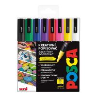 Sada akrylových popisovačů Uni Posca PC-3M, 8 ks, mix základních barev