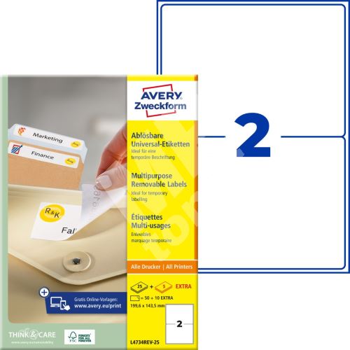 Samolepící etikety 199,6 x 143,5 mm, 30 listů A4 L4734REV-25 1