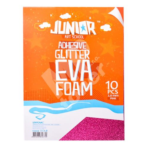 Dekorační pěna EVA růžová glitter A4, tloušťka 2,0 mm, samolepící, 10ks 1