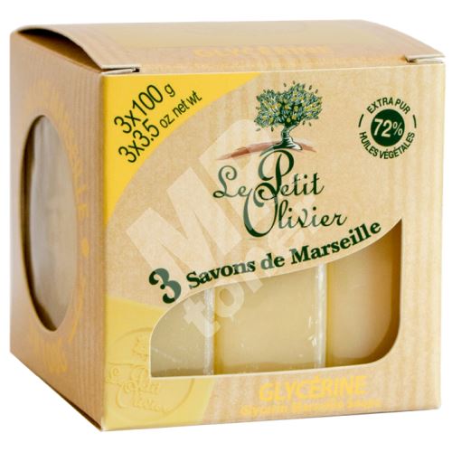 Le Petit Olivier Marseillské mýdlo - Glycerin, 3x100g 1