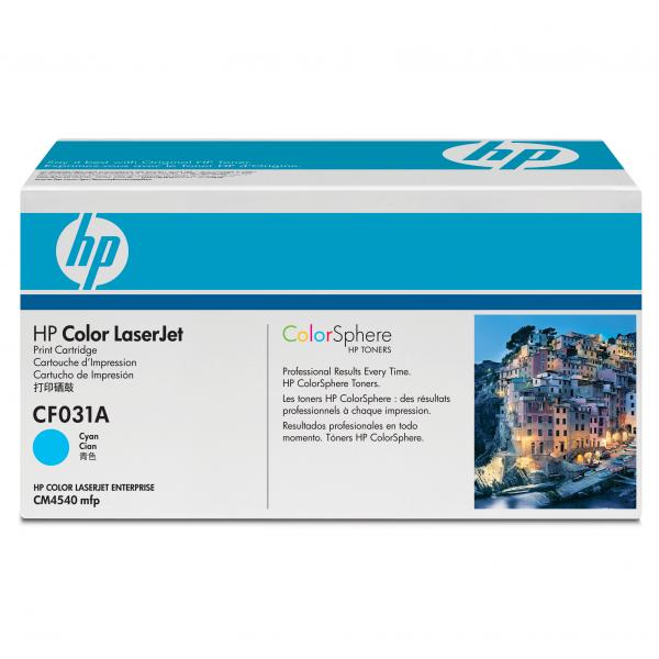 Toner HP CF031A, Color LaserJet CM4540, CM4540f, CM4540fskm, cyan, originál
