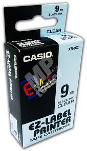 Páska Casio XR-9X1 9mm černý tisk/průhledný podklad 1