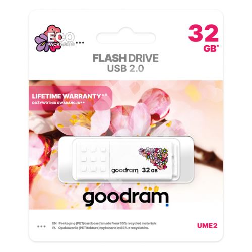 32GB Goodram UME2, USB flash disk 2.0, bílá, květiny 1