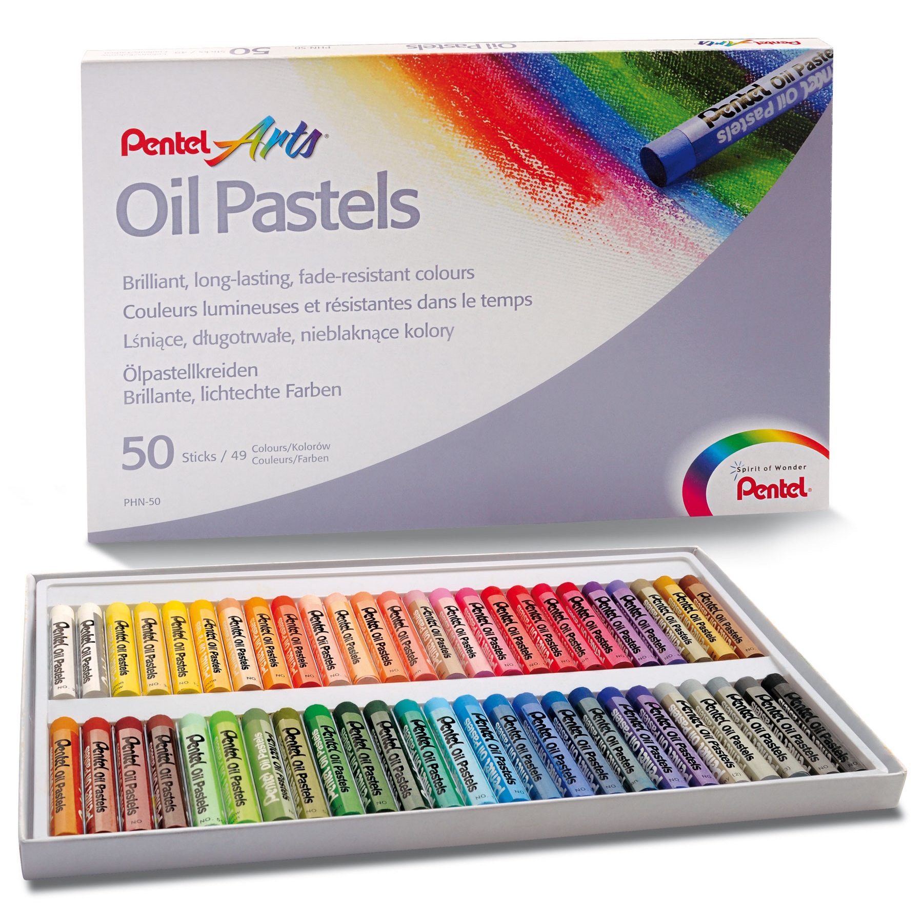 Olejové pastely Pentel Oil Pastels PHN4-50, sada 50 barev