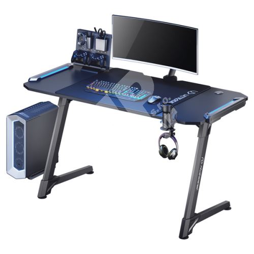 Herní stůl Ultradesk Space XXL V2 BLACK, 144x70x75cm, LED RGB podsvícení 1